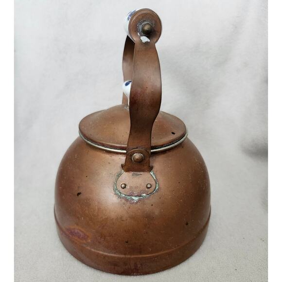 Vintage Copper and Ceramic Handle Tea Kettle Pot Primitive Boho Decor - Picture 4 of 12